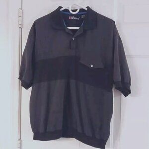 90s Vintage M.E. Sports Imprints Polo Shirt Men's Large Gray And Black